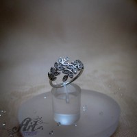 Сребърен дамски пръстен с циркони  R-1120